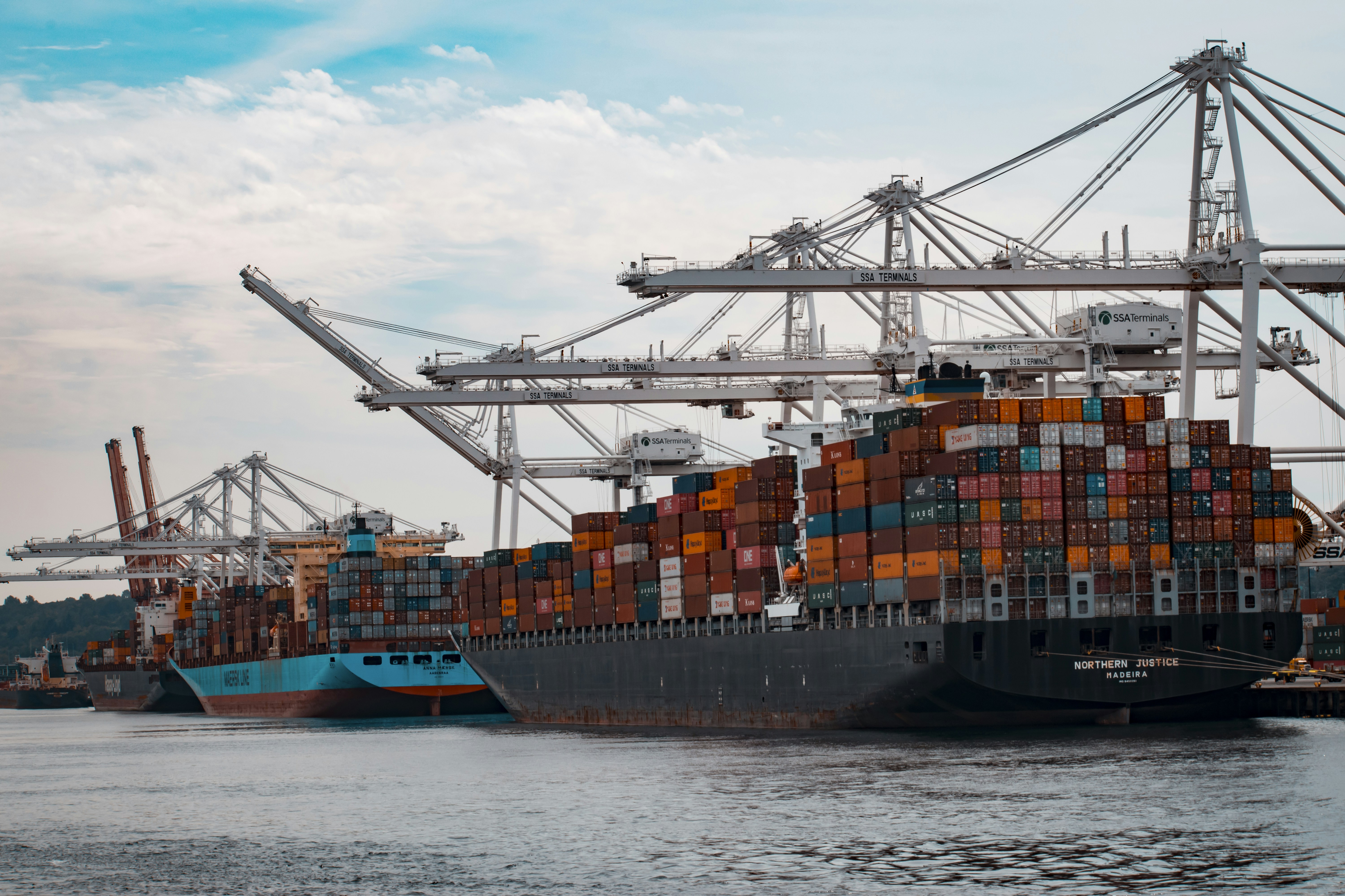 Ocean freight containers at port